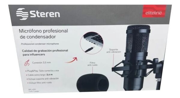 Micrófono Profesional De Condensador Steren Mic-650 Negro - Image 5