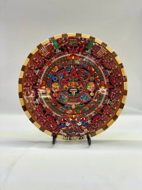 Calendario azteca con cromo multicolor