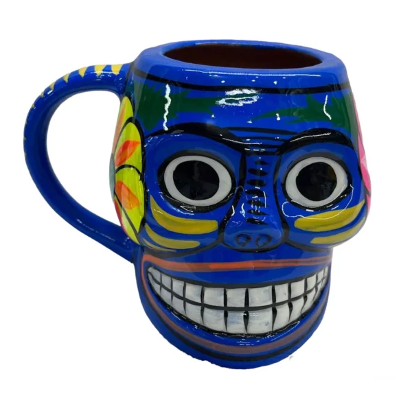 Taza de calavera en barro, Día de Muertos Artesanal - Image 2