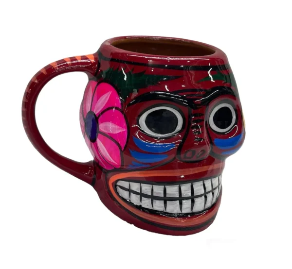Taza de calavera en barro, Día de Muertos Artesanal - Image 4