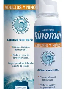 Rinomar Spray Nasal Adultos y Niños Agua Isotónica para Higiene Nasal Humecta y Descongestiona Uso Diario 100 ml